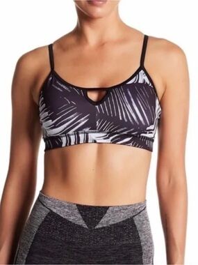 Zella Palm-Print Strappy Sports Bra